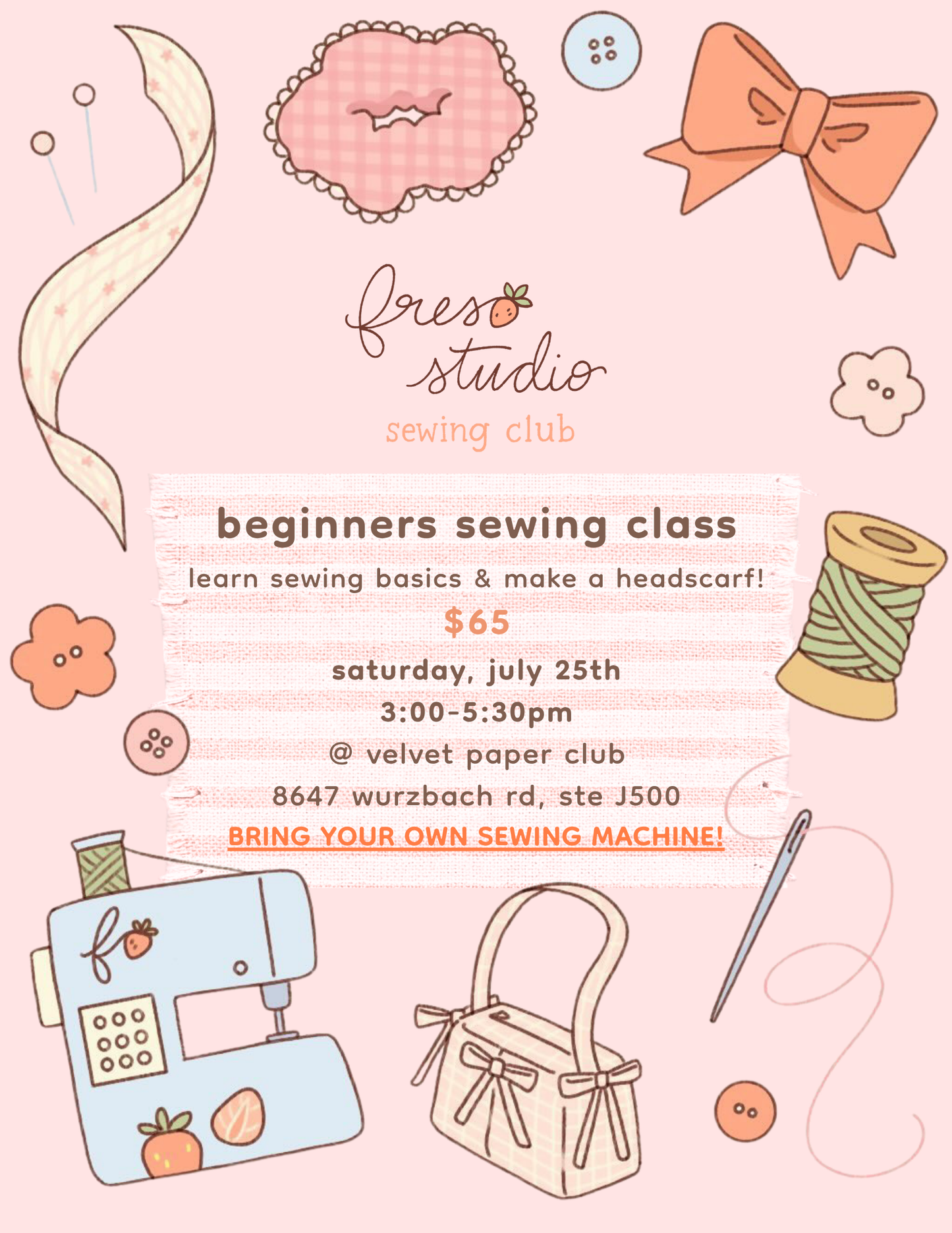beginners sewing class - july 25